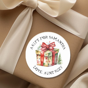 Sticker Rond Joyeux Noël personnalisé à et de l'étiquette cadea