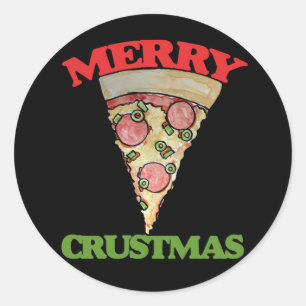 Sticker Rond Joyeux Noël pizza