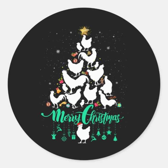 Sticker Rond Joyeux Noël Poulet de Noël Plaisir (Devant)
