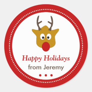 Sticker Rond Joyeux Noël Reindeer Joyeux Fêtes