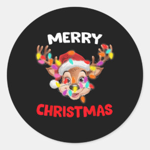 Sticker Rond Joyeux Noël Reindeer Joyeux Noël Famille Hommes co
