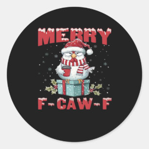Sticker Rond Joyeux Noël rétro F-Caw-F Poulet
