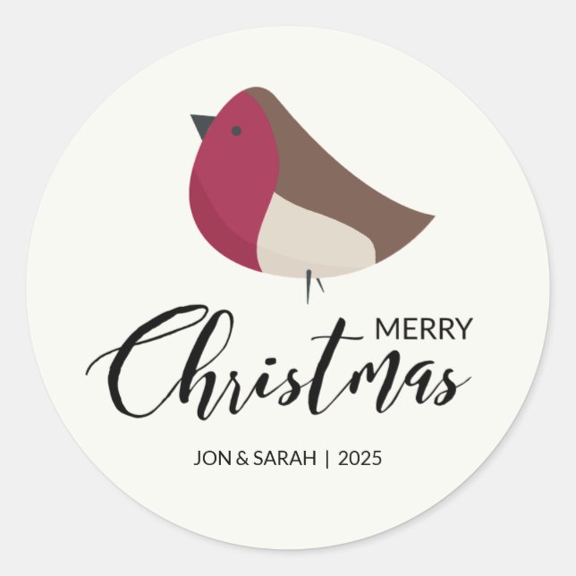 Sticker Rond Joyeux Noël Robin (Devant)