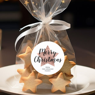 Sticker Rond Joyeux Noël Rose Gold Star