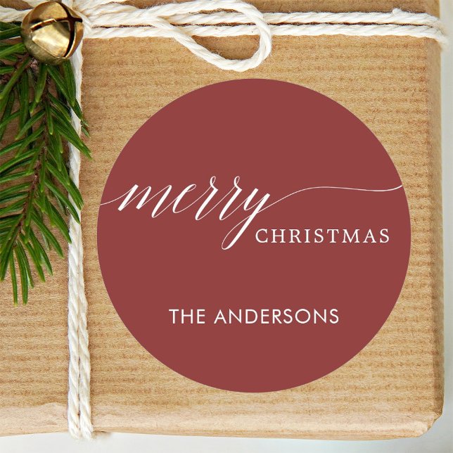 Sticker Rond Joyeux Noël Rouge (Créateur téléchargé)