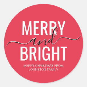 Sticker Rond Joyeux Noël rouge brillant
