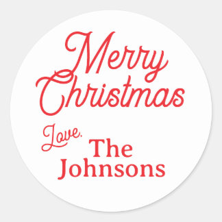Sticker Rond Joyeux Noël Rouge moderne