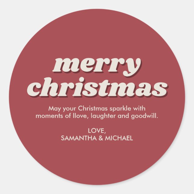 Sticker Rond Joyeux Noël rouge rétro (Devant)