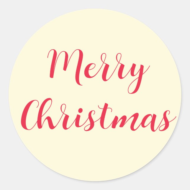 Sticker Rond Joyeux Noël Rouge Script crème simple (Devant)