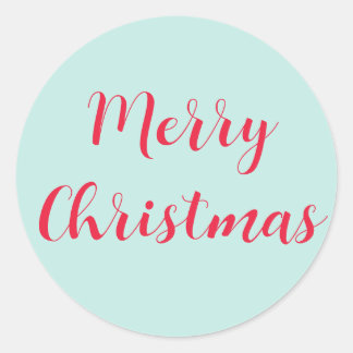 Sticker Rond Joyeux Noël Rouge Script Mint Vert Simple