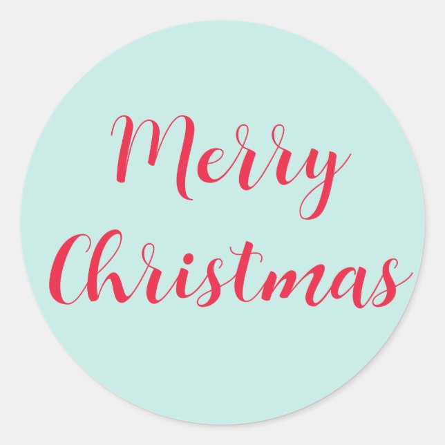 Sticker Rond Joyeux Noël Rouge Script Mint Vert Simple (Devant)