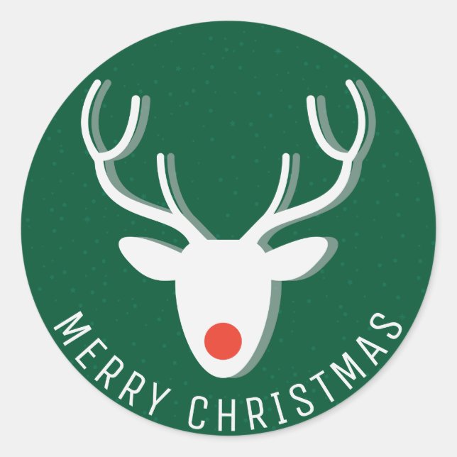 Sticker Rond Joyeux Noël | Rudolph Reindeer (Devant)