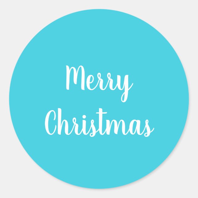 Sticker Rond Joyeux Noël sarcelle et blanc (Devant)