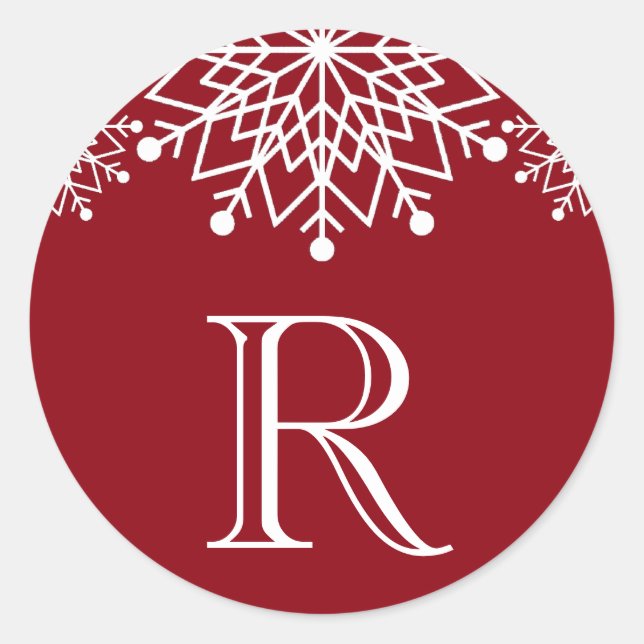 Sticker Rond Joyeux Noël | Sceau d'enveloppe rouge et blanc (Devant)
