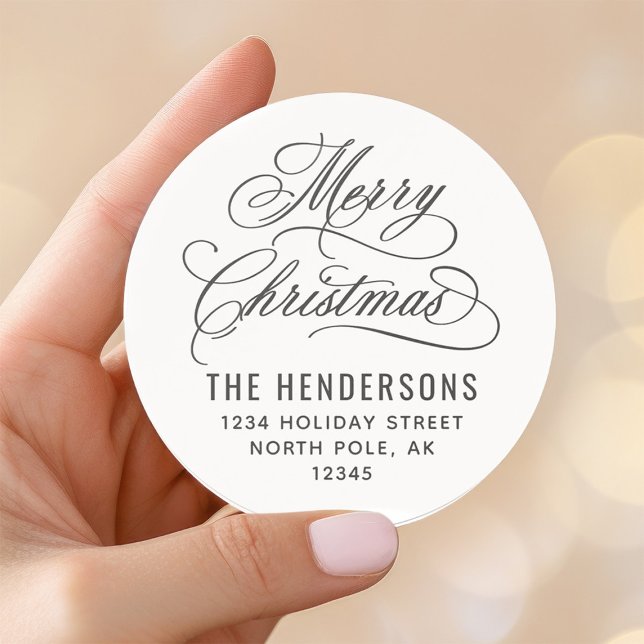Sticker Rond Joyeux Noël Script Retourner l'adresse (Créateur téléchargé)