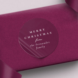 Sticker Rond Joyeux Noël simple élégant mûre férié