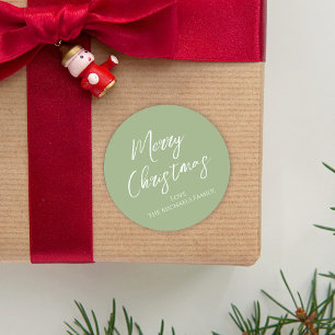 Sticker Rond Joyeux Noël Simple Minimaliste Script Flocon de ne