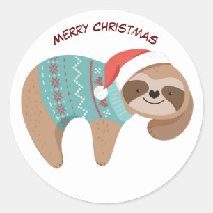 Sticker Rond Joyeux Noël Sloth