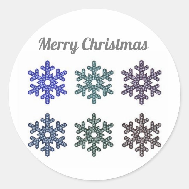Sticker Rond Joyeux Noël Snowflakes (Devant)