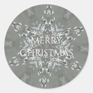 Sticker Rond Joyeux Noël Star Antique Silver Grey