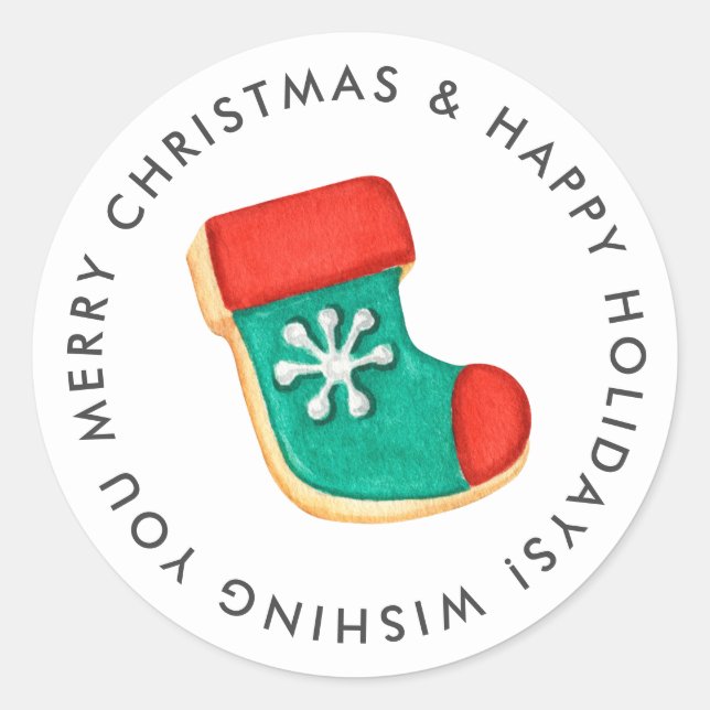 Sticker Rond Joyeux Noël Stocker Cookie Personnalisé (Devant)