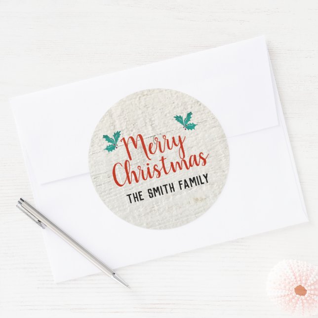 Sticker Rond Joyeux Noël sur mesure (Enveloppe)