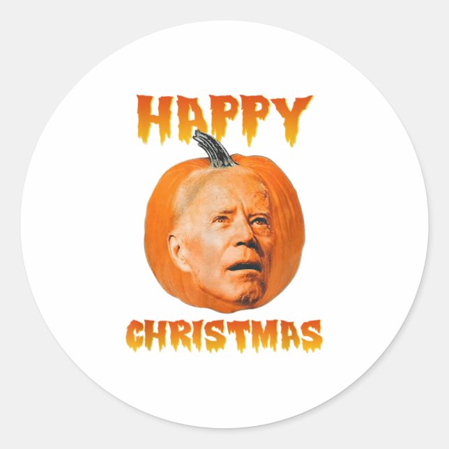 Sticker Rond Joyeux Noël Thanksgiving Biden Head (Devant)