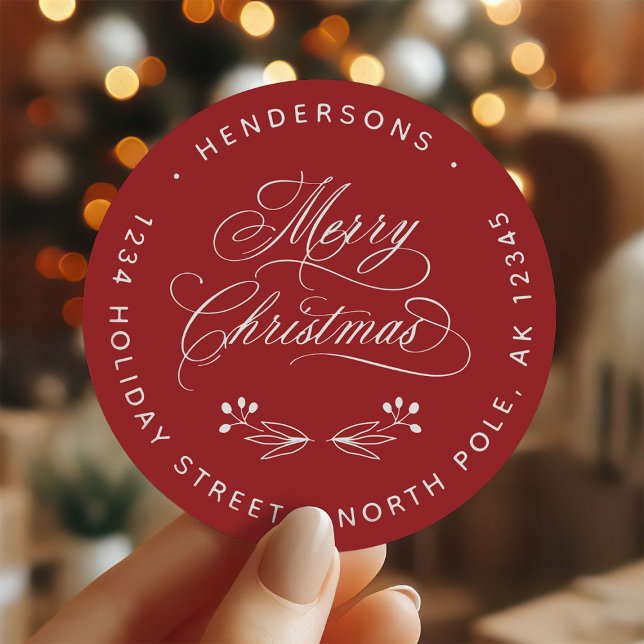 Sticker Rond Joyeux Noël tourbillonnant Script Retourner l'adre (Créateur téléchargé)