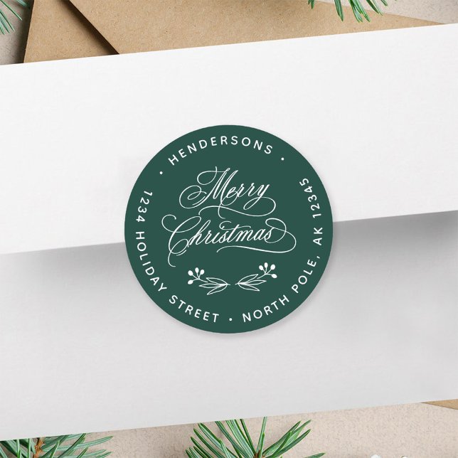 Sticker Rond Joyeux Noël tourbillonnant Script Retourner l'adre (Créateur téléchargé)