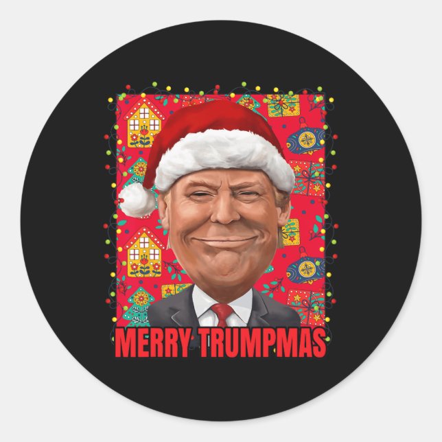 Sticker Rond Joyeux Noël Trump 2024 (Devant)