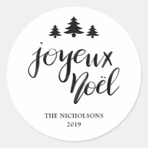 Sticker Rond Joyeux Noel   Vacances modernes manuscrites