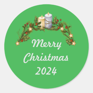 Sticker Rond Joyeux Noël vert 2024