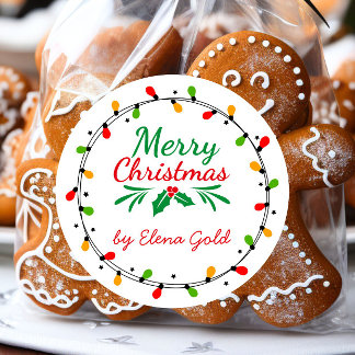 Sticker Rond Joyeux Noël vert et rouge