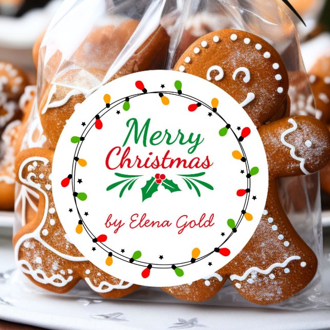 Sticker Rond Joyeux Noël vert et rouge (Créateur téléchargé)