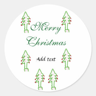 Sticker Rond Joyeux Noël vert sapin rouge cerise de Noël