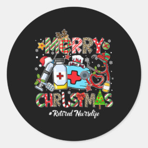 Sticker Rond Joyeux Noël Vie d'infirmière retraitée Hommes Femm