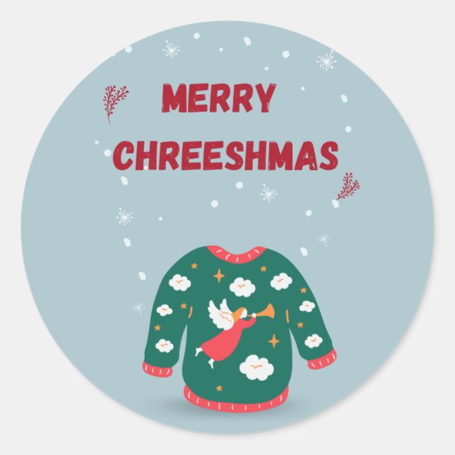 Sticker Rond Joyeux Noël Vilain Sweat Angel (Devant)