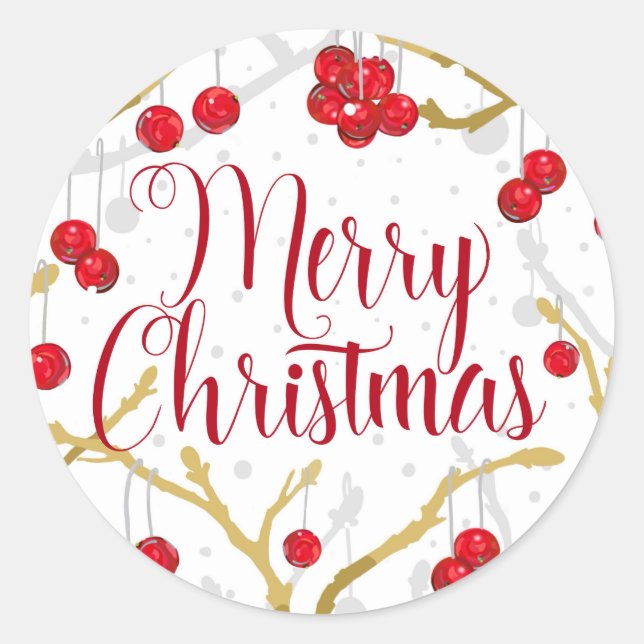 Sticker Rond Joyeux Noël Winterberries (Devant)