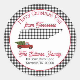 Sticker Rond Joyeux Noël Y'all Tennessee Adresse de retour