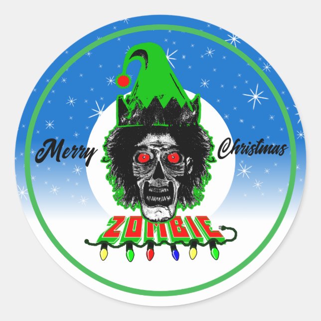 Sticker Rond Joyeux Noël Zombie (Devant)
