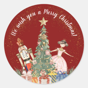 Sticker Rond Joyeux Noir de fête de Noël