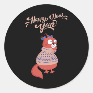 Sticker Rond Joyeux Nouvel An 2020 Écureuil Tee Écureuil de Noë