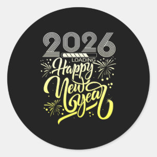 Sticker Rond Joyeux Nouvel An 2026 Fireworks Chargement Nouvel