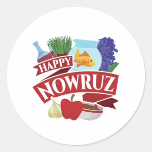 Sticker Rond Joyeux Nowruz Nouvel An persan