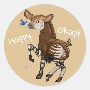 Sticker Rond Joyeux Okapi !