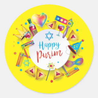 Sticker Rond Joyeux Panier Cadeaux, Décoration, Ornements