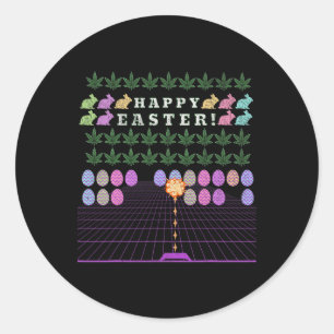 Sticker Rond Joyeux Pâques 2025 - Mème Drôle Bunny Gaming Tee