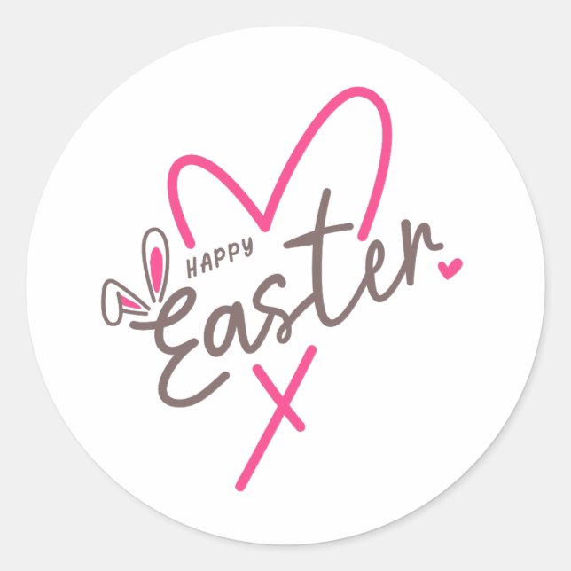 Sticker Rond Joyeux Pâques à la famille (Devant)