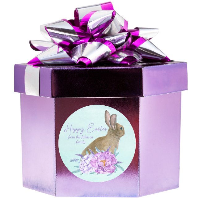 Sticker Rond Joyeux Pâques Belle Pastel Bunny Fête Personnalisé (Créateur téléchargé)