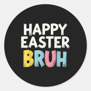 Sticker Rond Joyeux Pâques Bruh mème Funny Bunny Bro Ados garço